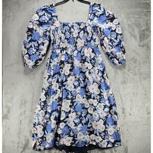 Floral Blue and White Midi Dress